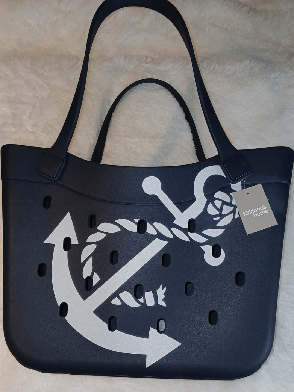Kirkland's Home Anchor Print Carry-All Rubber Tote
